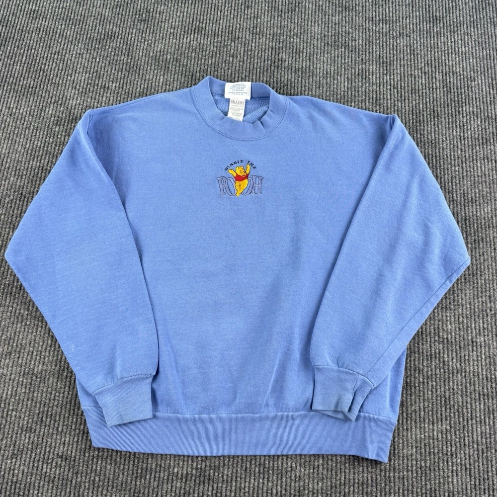 Vintage Brazos Sportswear Sweater Mens Extra Large Blue Winnie The Pooh Disney